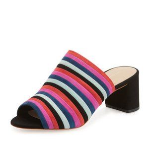 Loeffler Randall Kenna Striped Suede Mule Sandal